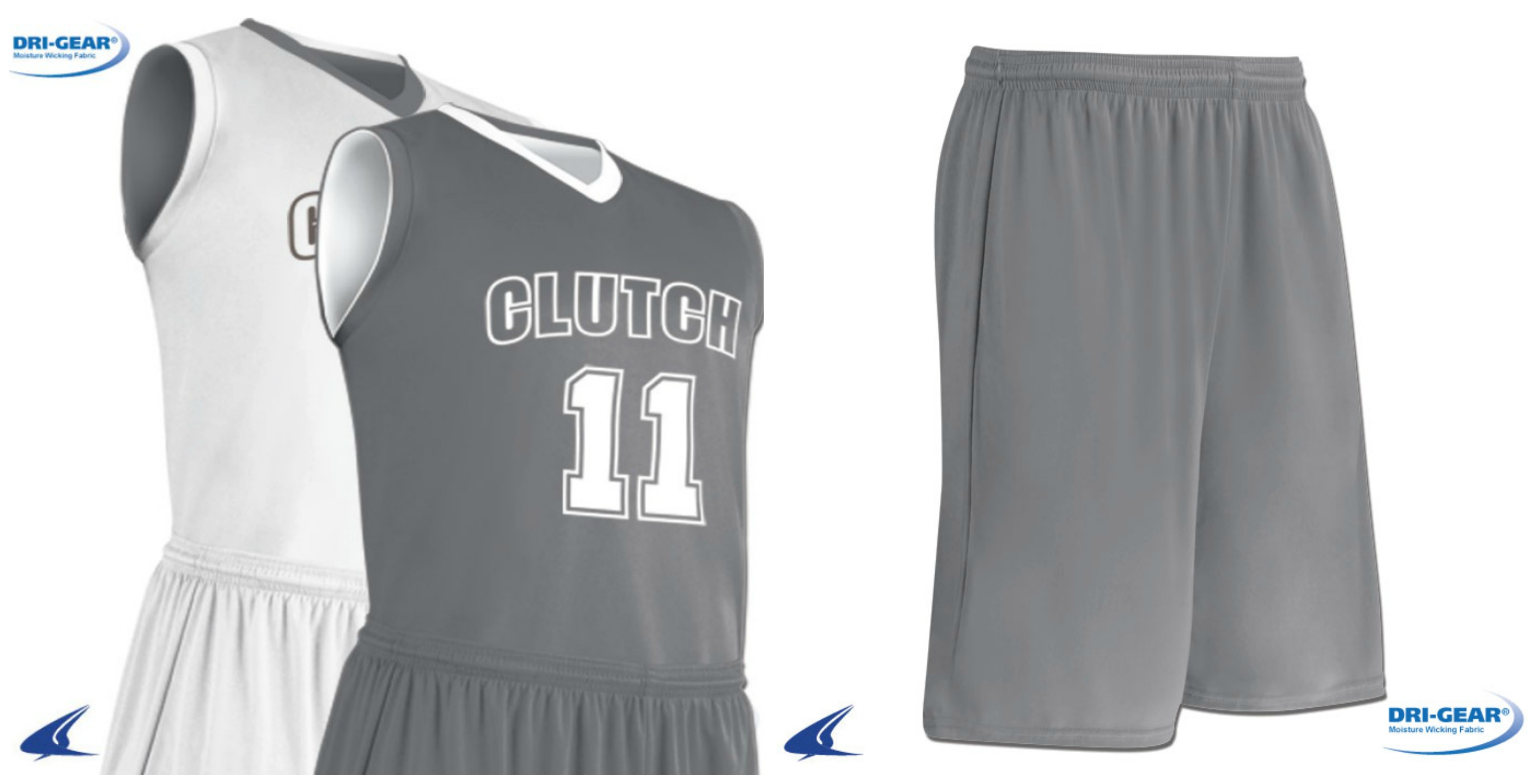 Champro Clutch Adult Reversible Basketball Jersey - S / Light Blue/White