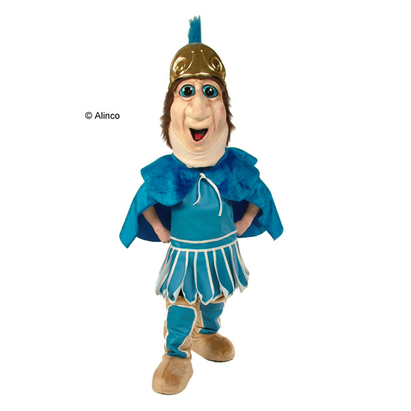 TROJAN MASCOT COSTUME, CORPORATE MASCOT UNIFORM, SCHOOL, SPORTS COMIC